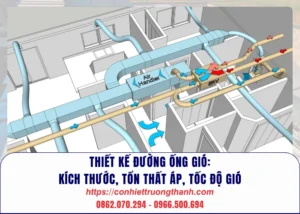 thiết kế đường ống gió kích thước, tổn thất áp, tốc độ gió