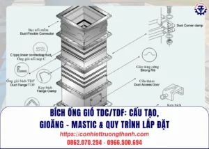 bích ống gió tdctdf cấu tạo, gioăng – mastic & quy trình lắp đặt