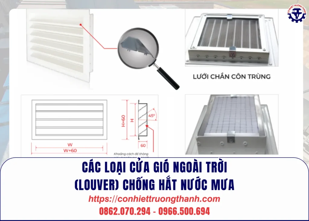 các loại cửa gió ngoài trời (louver) chống hắt nước mưa