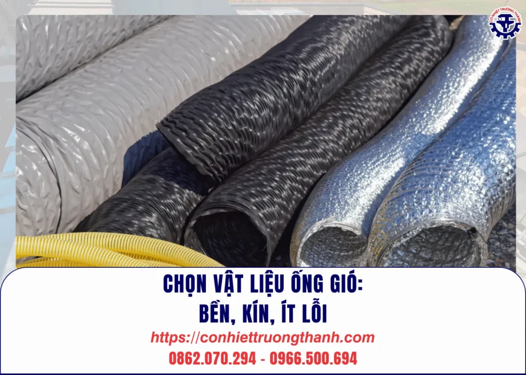 chọn vật liệu ống gió bền, kín, ít lỗi