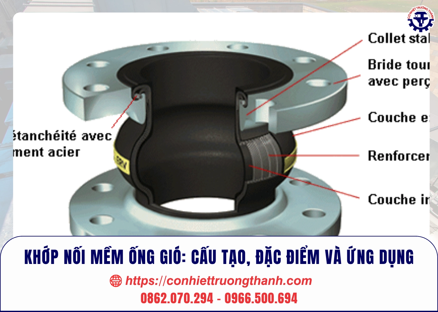 khớp nối mềm ống gió cấu tạo, đặc điểm và ứng dụng